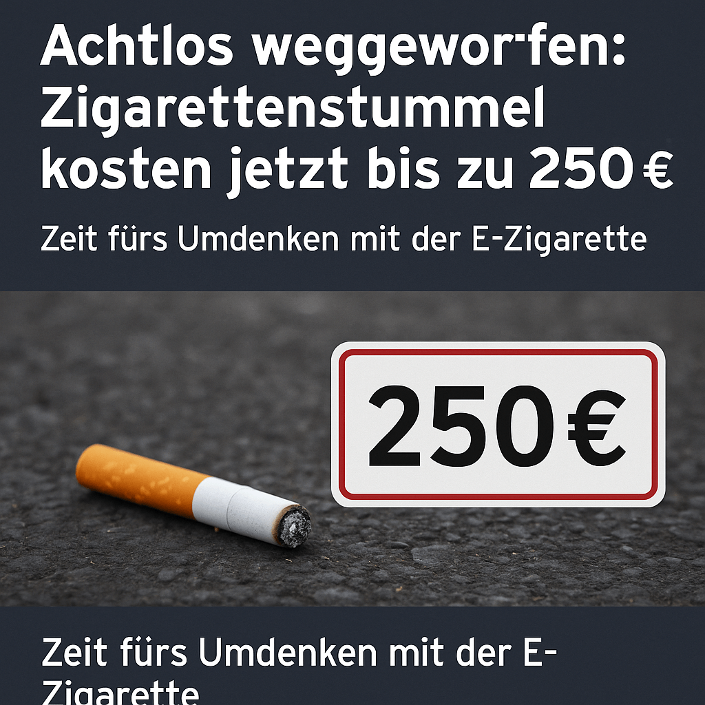 Kippe auf den Boden Schnippen kostet jetzt 250 € Strafe: Zeit fürs Umdenken mit der E-Zigarette