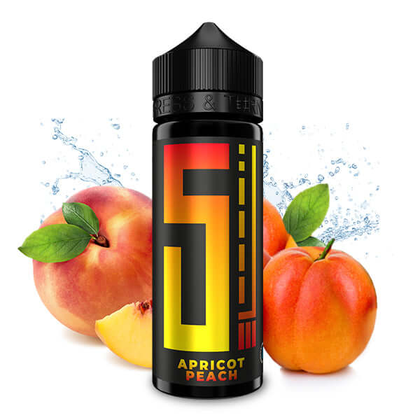5 EL Apricot Peach Aroma 10ml bottle, featuring ripe apricot and peach fruits, refreshing summer flavor.