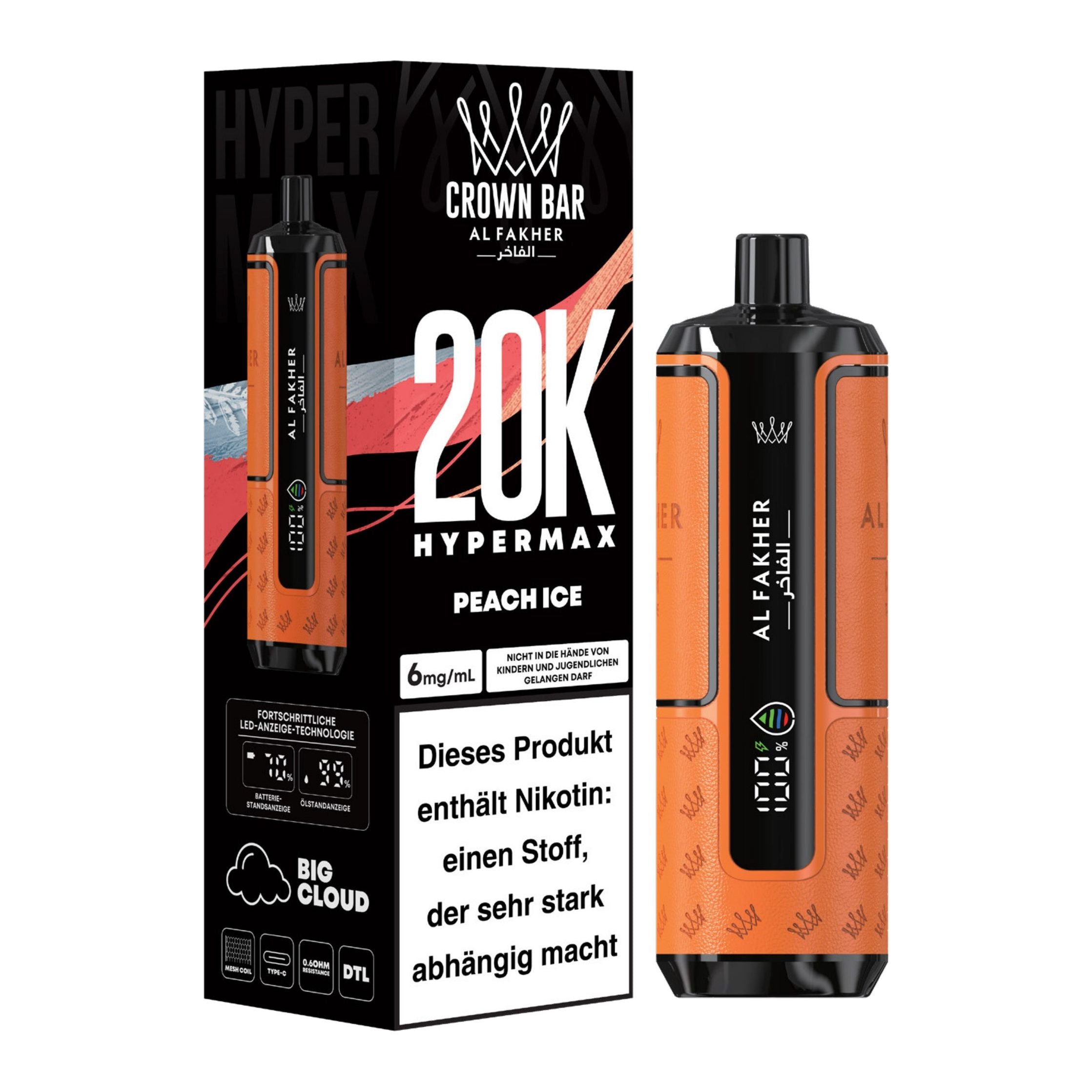👑 Al Fakher Crown Bar Hypermax 20k – Dein Vape-Erlebnis der Extraklasse!