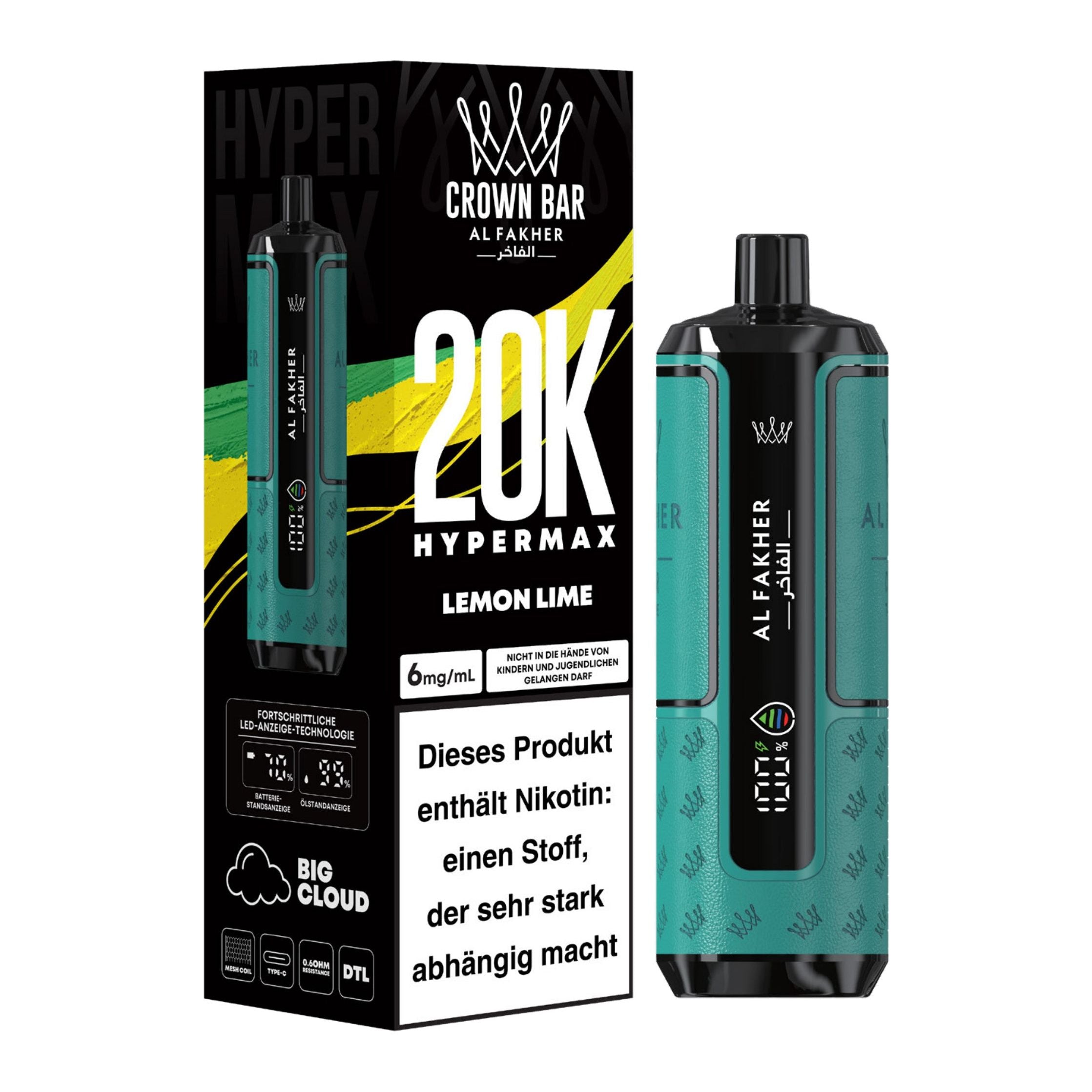 👑 Al Fakher Crown Bar Hypermax 20k – Dein Vape-Erlebnis der Extraklasse!
