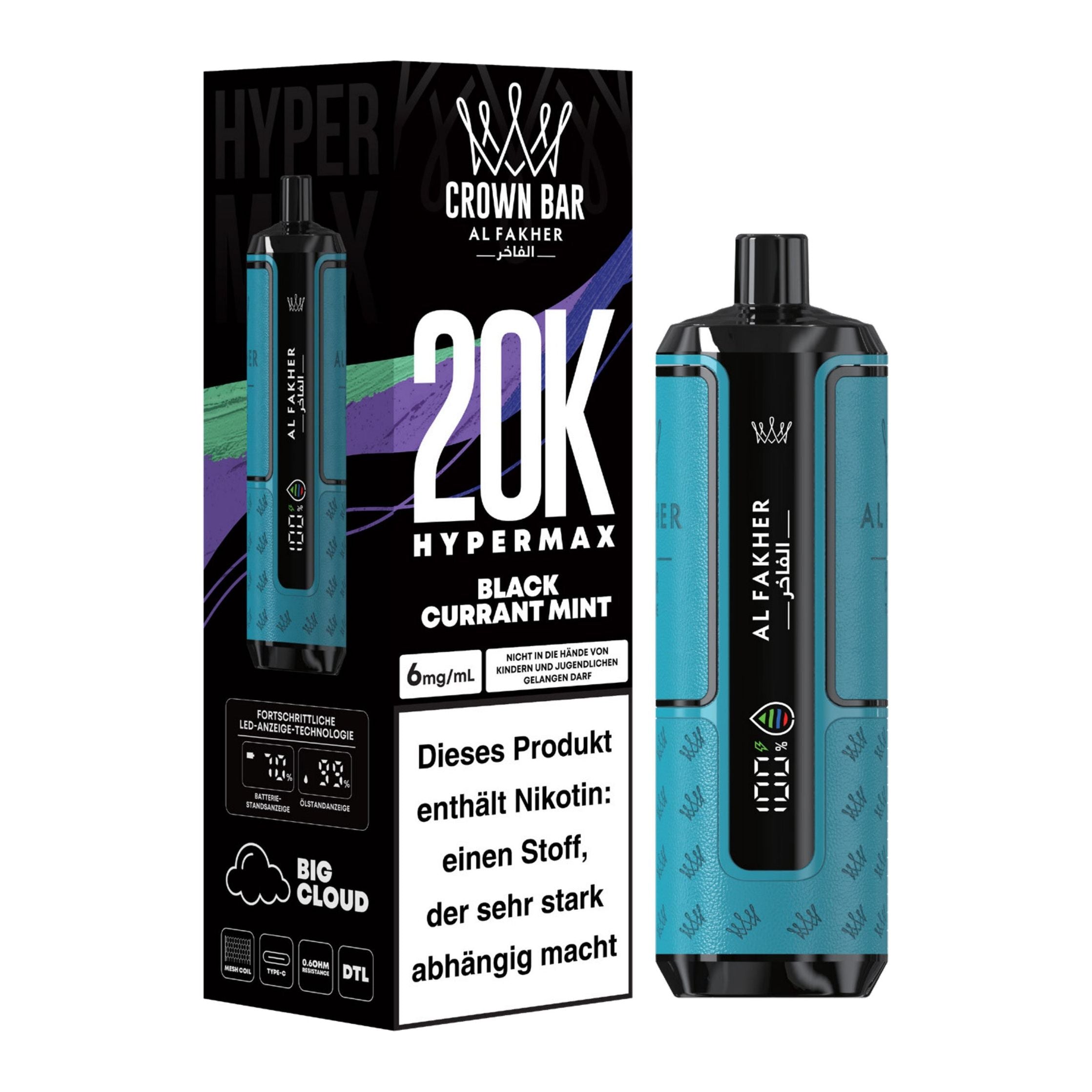 👑 Al Fakher Crown Bar Hypermax 20k – Dein Vape-Erlebnis der Extraklasse!