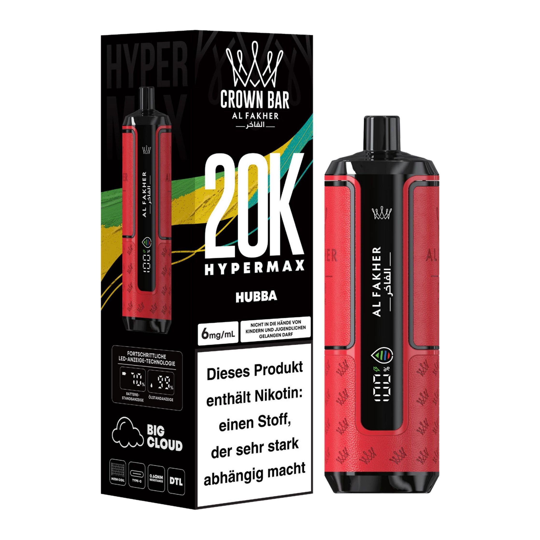 👑 Al Fakher Crown Bar Hypermax 20k – Dein Vape-Erlebnis der Extraklasse!