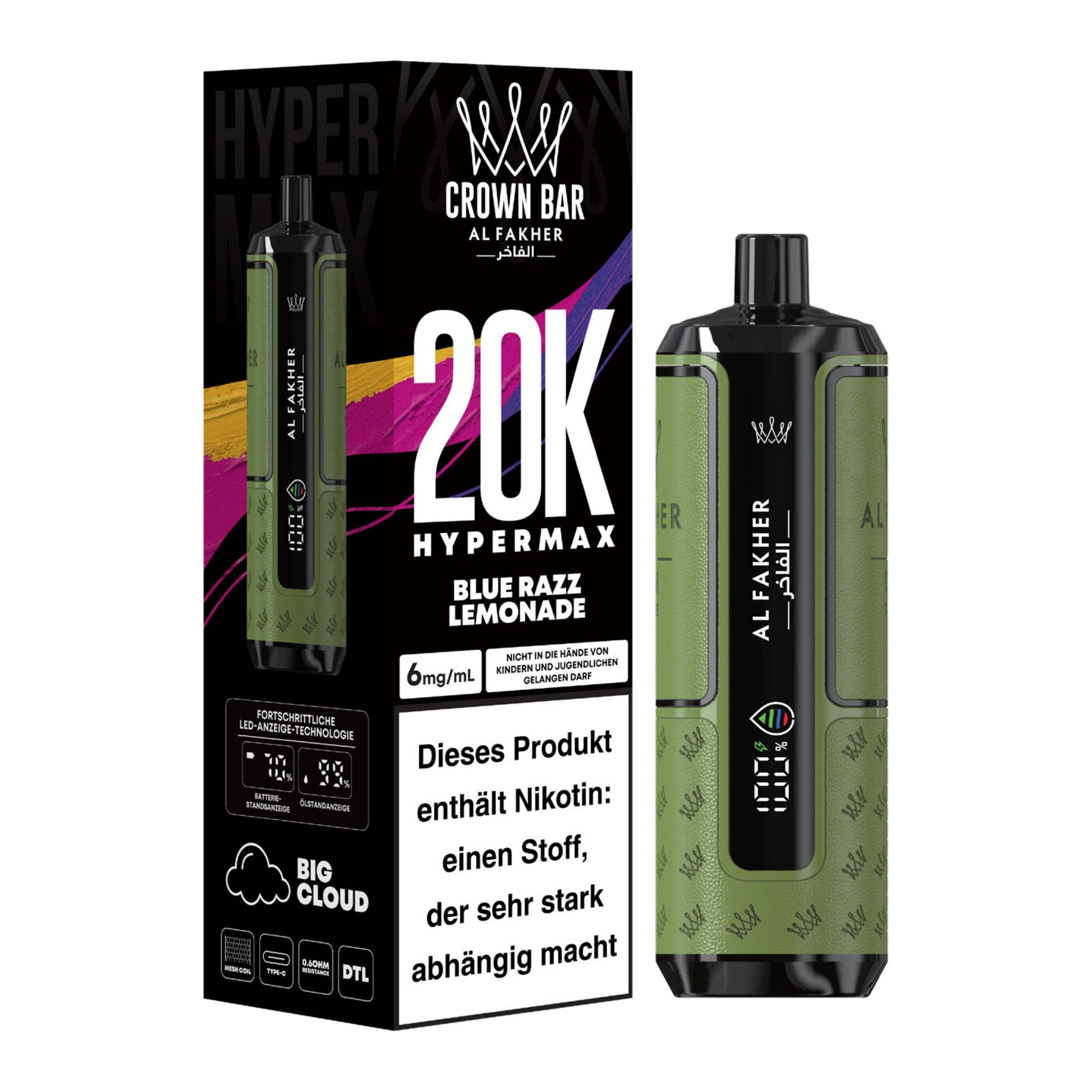 👑 Al Fakher Crown Bar Hypermax 20k – Dein Vape-Erlebnis der Extraklasse!