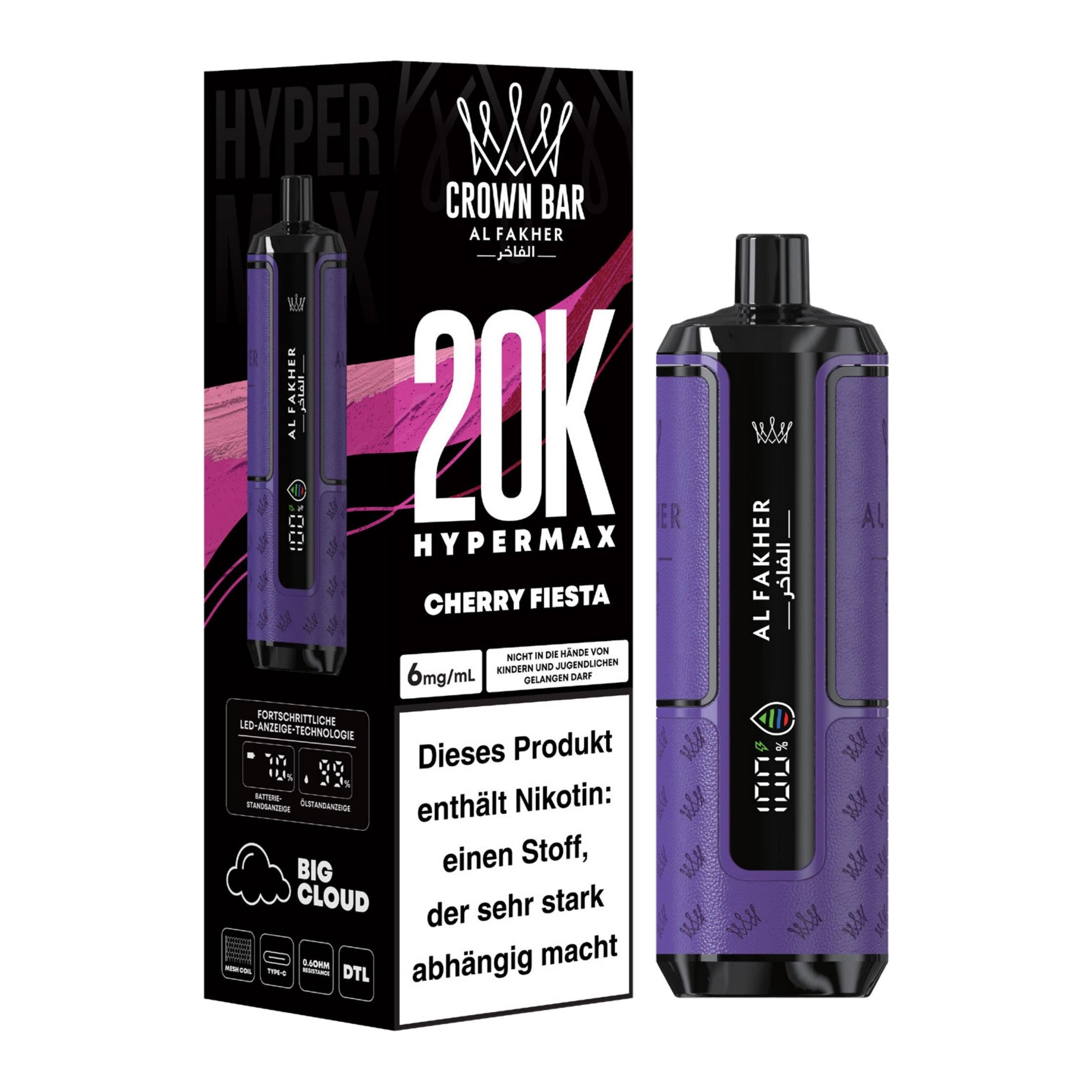 👑 Al Fakher Crown Bar Hypermax 20k – Dein Vape-Erlebnis der Extraklasse!