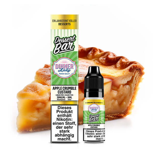 DINNER LADY Apple Crumble Custard Nikotinsalz Liquid 10 ml – Liquid Flasche Produktfoto
