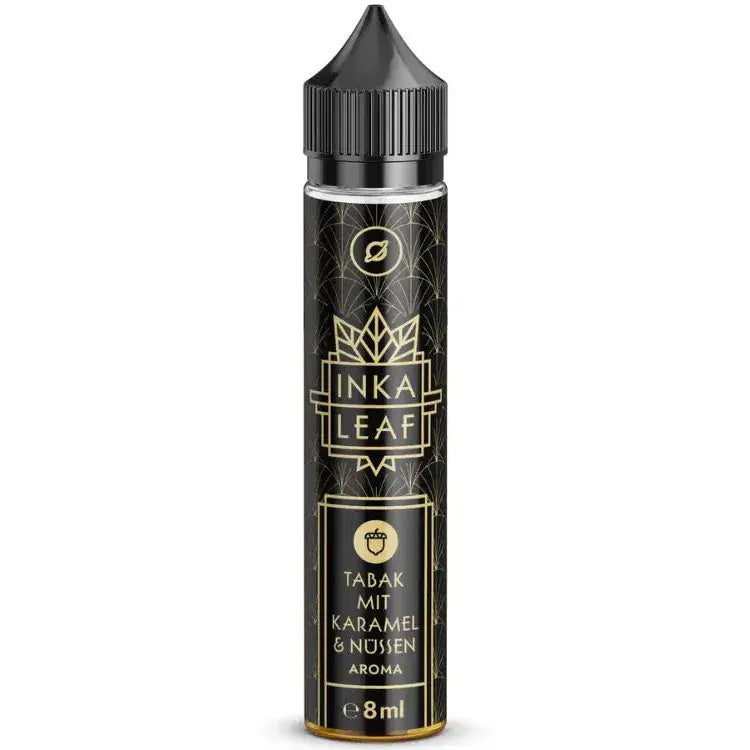 Flavorverse InkaLeaf 8ml aroma bottle featuring tabak, caramel, and nuts flavor, ideal for vaping enthusiasts.