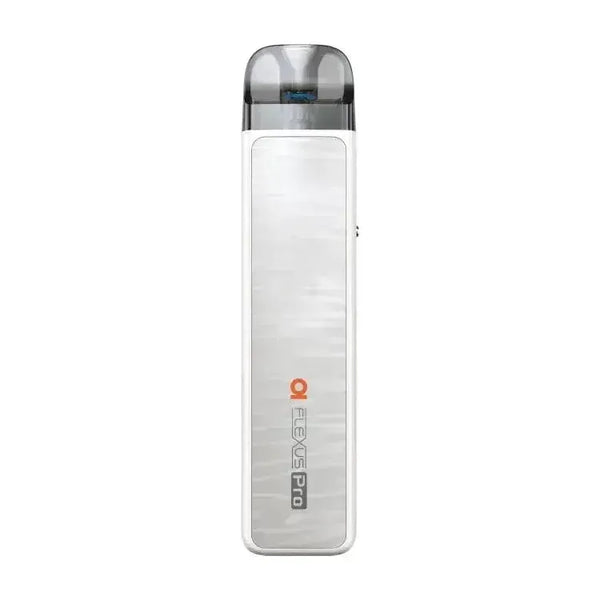Aspire Flexus Pro E-Zigaretten-Set in silber, kompakte Bauweise für MTL, RDL und DL vaping.