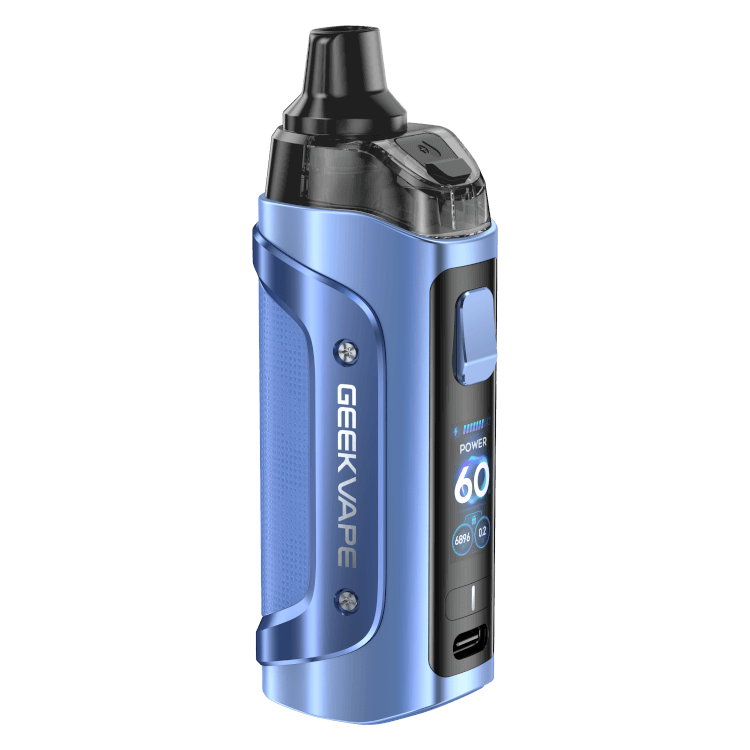 GeekVape Aegis Boost 3 E-Zigaretten-Set in Blau, leistungsstark mit 60 Watt und 3000 mAh Akku.