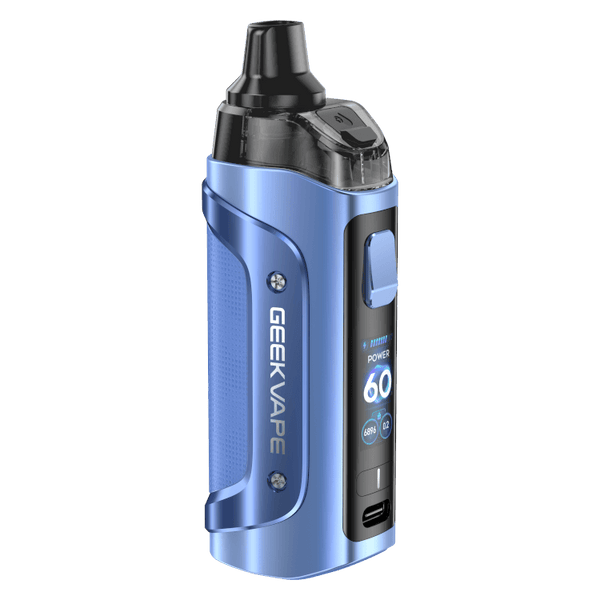 GeekVape Aegis Boost 3 E-Zigaretten-Set in Blau, leistungsstark mit 60 Watt und 3000 mAh Akku.