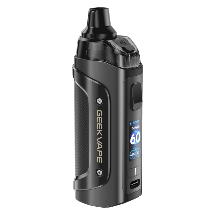 GeekVape Aegis Boost 3 E-Zigaretten-Set in schwarz mit 60 Watt Leistung und digitalem Display.