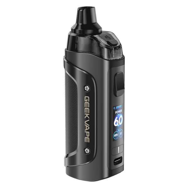 GeekVape Aegis Boost 3 E-Zigaretten-Set in schwarz mit 60 Watt Leistung und digitalem Display.