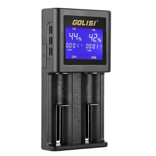 Golisi - Smart S2 - Ladegerät Das Golisi Smart S 02 ist geeignet für Li-lonen / NiMH Akkuzellen.Die beiden Ladeschächte laden unabhängig voneinander.Bei dem Smart 02 Ladegerät ist das Besondere der 2A Quick-Charge-Schacht und der LCD Display.Zudem ist es