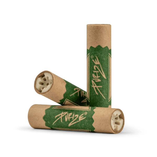 PURIZE® Regular Size Aktivkohlefilter in einem 50er Vorratsbeutel, nachhaltige Filter für ein optimales Raucherlebnis.