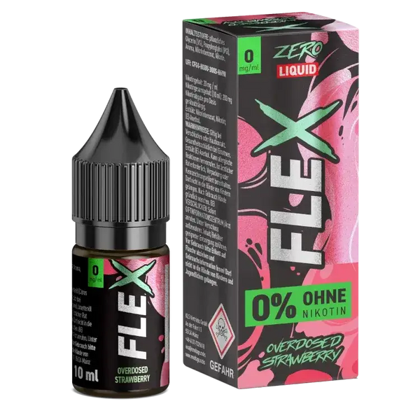 Revoltage Flex Strawberry Nikotinsalz Liquid - 10ml bottle with vibrant packaging showcasing strawberry flavor.