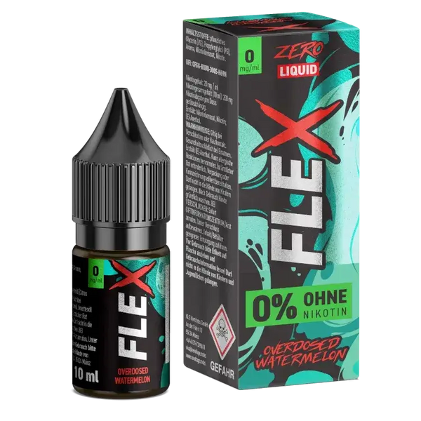 Revoltage Flex Nikotinsalz Liquid Watermelon 10ml bottle and packaging, nicotine-free e-liquid for refreshing flavor.