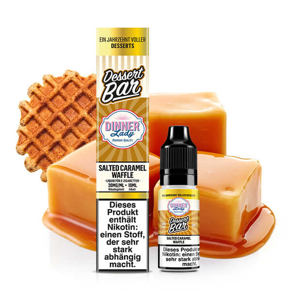 DINNER LADY Salted Caramel Waffle Nikotinsalz Liquid 10 ml – Liquid Flasche Produktfoto