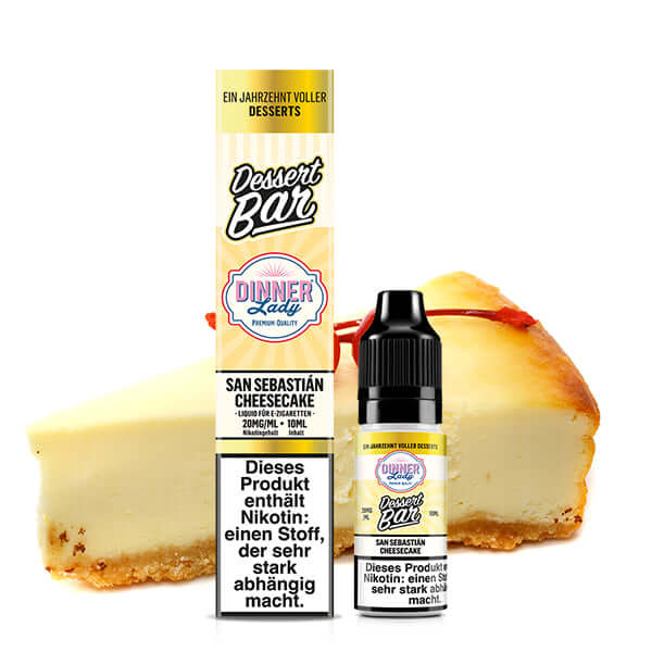 DINNER LADY San Sebastian Cheesecake Nikotinsalz Liquid 10 ml – Liquid Flasche Produktfoto