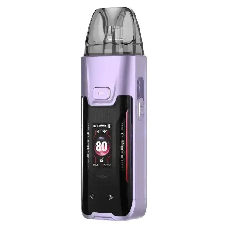 Vaporesso Luxe XR Max 2 pod kit in purple, featuring a digital display and sleek design for high performance.