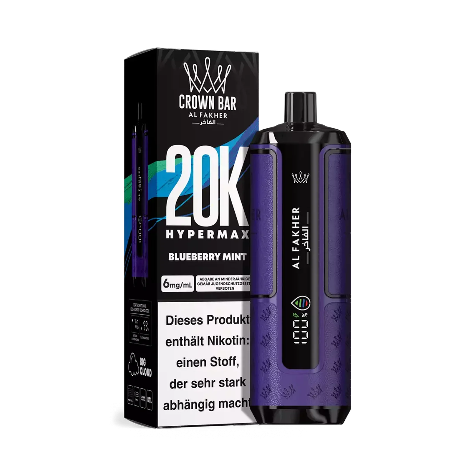 👑 Al Fakher Crown Bar Hypermax 20k – Dein Vape-Erlebnis der Extraklasse!