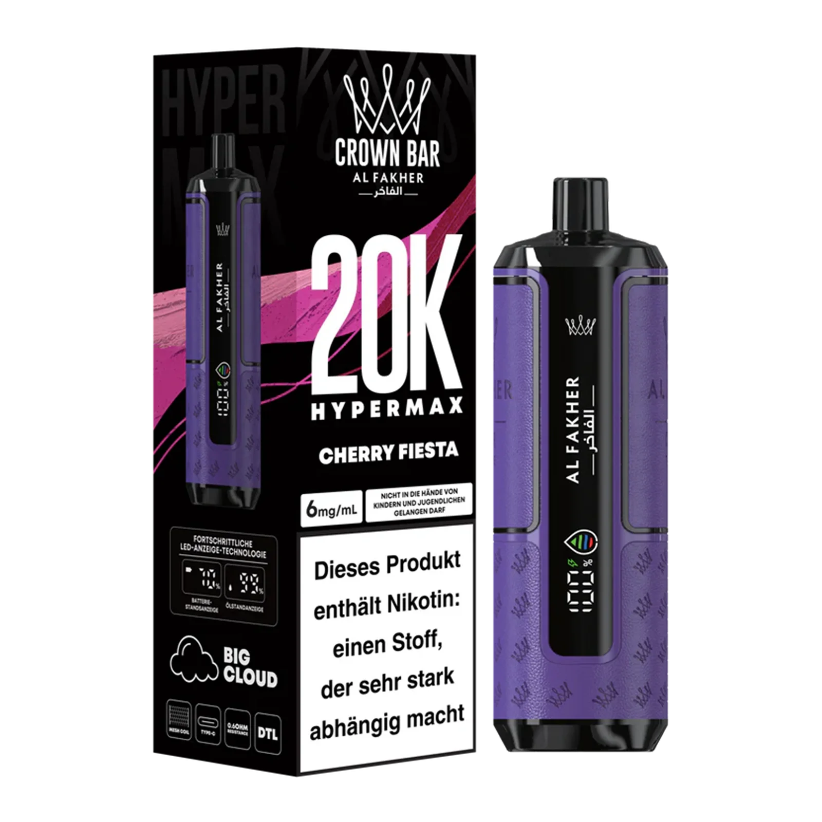 👑 Al Fakher Crown Bar Hypermax 20k – Dein Vape-Erlebnis der Extraklasse!