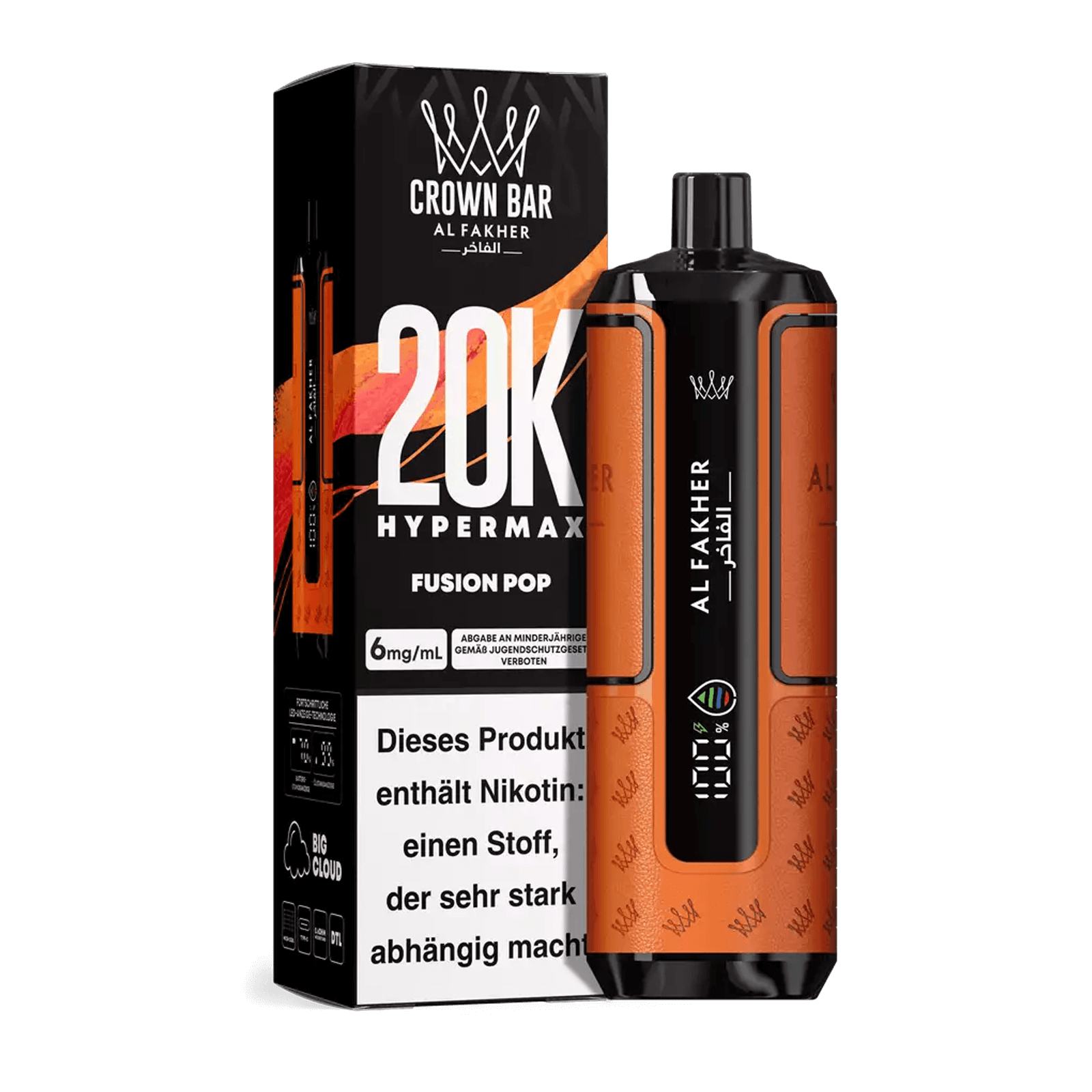 👑 Al Fakher Crown Bar Hypermax 20k – Dein Vape-Erlebnis der Extraklasse!
