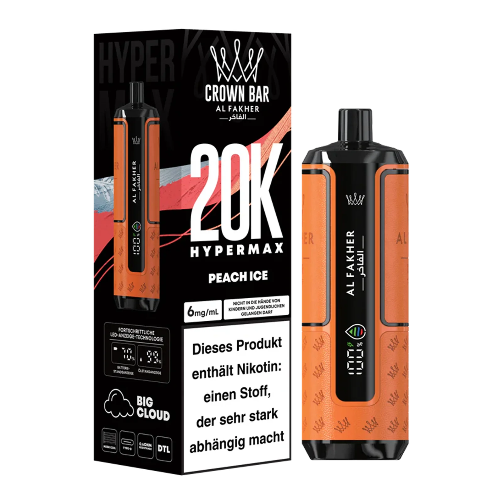 👑 Al Fakher Crown Bar Hypermax 20k – Dein Vape-Erlebnis der Extraklasse!