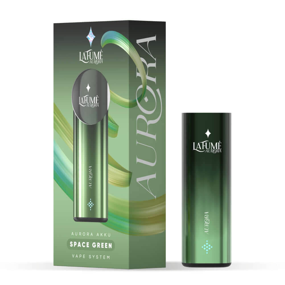 Lafume Aurora Akkuträger in Space Green packaging, showcasing elegant design and sustainable technology.