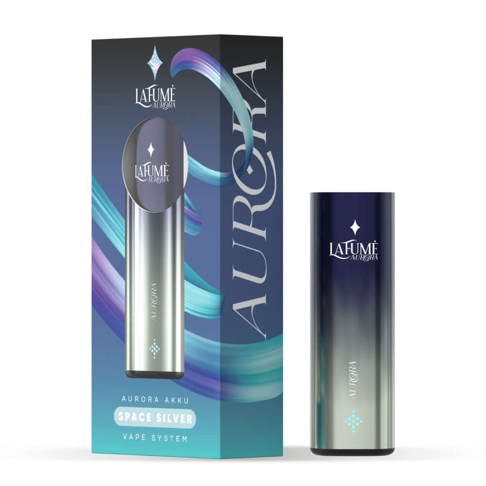 Lafume Aurora Akkuträger in Space Silver packaging, showcasing sleek design and eco-friendly technology.