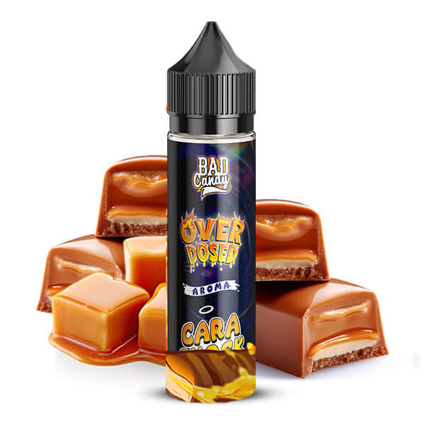BAD CANDY JUICD SERIES Cara Shock Aroma 10ml with caramel and chocolate background.