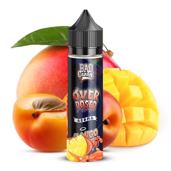 BAD CANDY JUICD SERIES Mango Apricot Aroma 10ml bottle with mango and apricot background.
