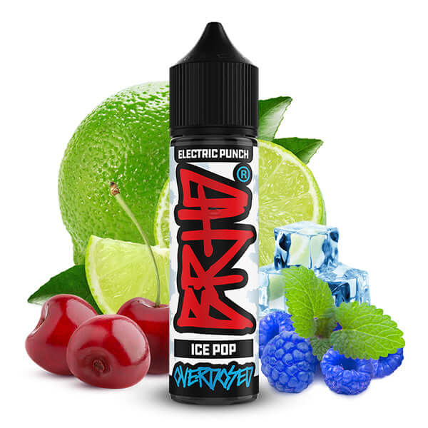 BRHD Electric Punch Ice Pop Aroma 10ml with cherries, lime, blue raspberry, and ice cubes.