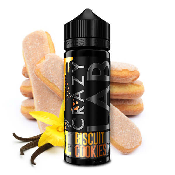 CRAZY LAB XL Biscuit Cookies Aroma 10ml bottle with cookies and vanilla, offering intense flavor and quality vaping experience.