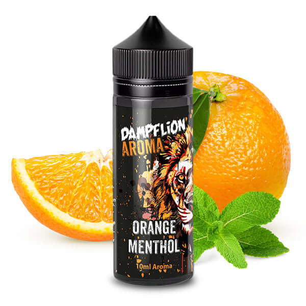 DAMPFLION INTENSE Aroma 10ml Orange Menthol with orange slices and mint leaves, ideal for refreshing vape flavors.
