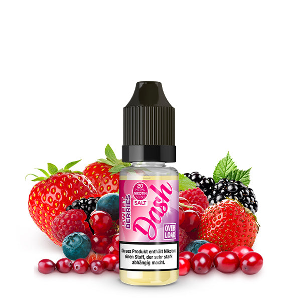 DASH LIQUIDS OVERLOAD - Sweet Berries - Nikotinsalz Liquid 10ml – Liquid Flasche Produktfoto