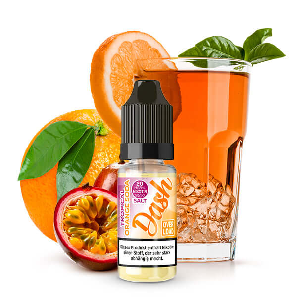 DASH - LIQUIDS OVERLOAD Tropical Orange Soda Nikotinsalz Liquid 10ml – Liquid Flasche Produktfoto