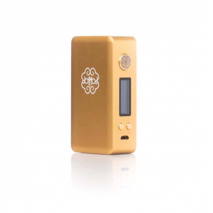 DotMod DotBox 75W in gold, featuring sleek design and dotChip technology for optimal vaping experience.