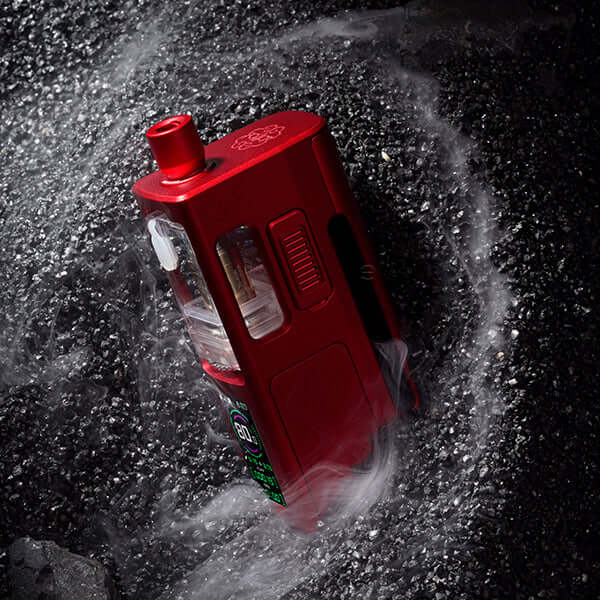 DotMod dotApollo Kit in red on textured black surface, showcasing its elegant design and AIO functionality.