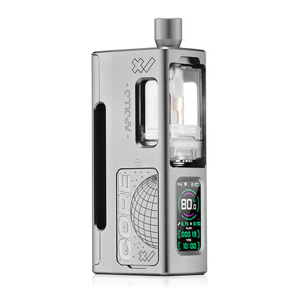 DotMod dotApollo AIO kit with sleek design, hidden controls, and digital display showing settings.