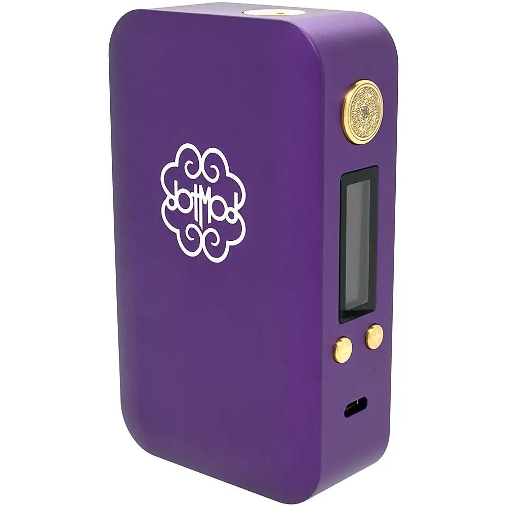 DotMod dotBox 200 Watt Box Mod in purple with display and buttons, featuring a sleek design and high-performance technology.