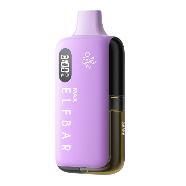 Elfbar Max Kit in purple, compact pod system for 10ml nicotine salt liquids, perfect for beginners.