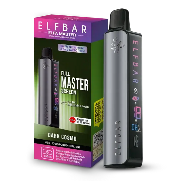 Elfbar Elfa Master Akku 850 mAh with adjustable power, displayed with packaging. Perfect for enhanced vaping experience.