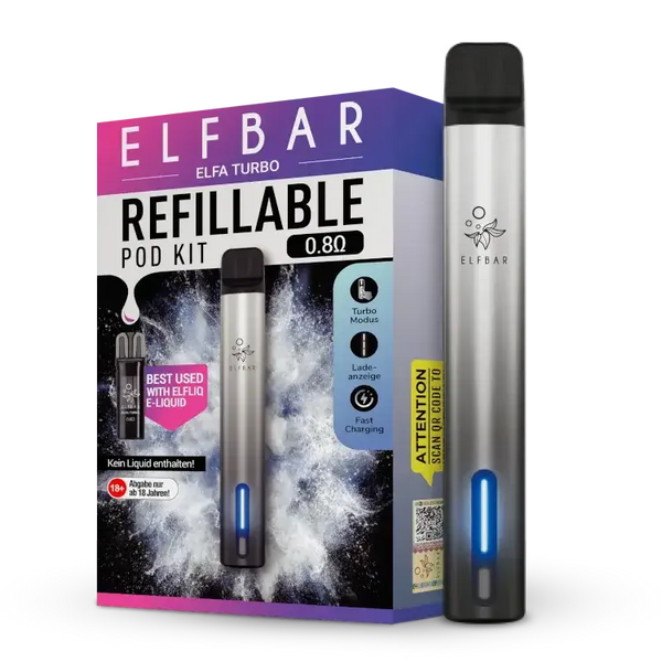 Elfbar Elfa Turbo E-Zigarette, nachfüllbares Pod-Kit mit 0,8 Ohm Head, für flexibles Dampfen.