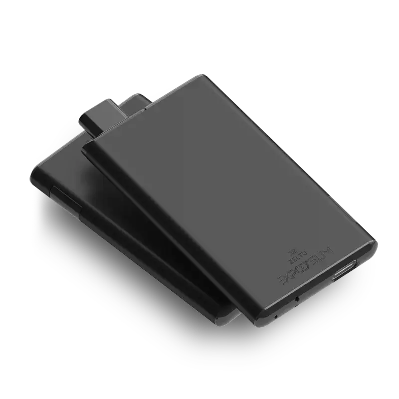 EXPOD Slim Pod System device in sleek black design, showcasing its compact and innovative structure.