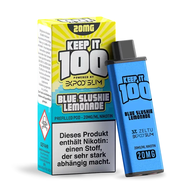 EXPOD Slim Blue Slushie Lemonade Prefilled Pod 2ml, 20mg nicotine, ideal for vaping enthusiasts.