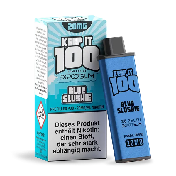 EXPOD Slim Prefilled Pod 2ml in Blue Slushie flavor with 20mg nicotine for a premium vaping experience.