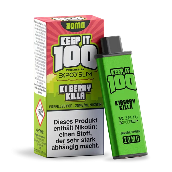EXPOD Slim Prefilled Pod 2ml Ki Berry Killa with 20mg nicotine, ideal for a premium vaping experience.