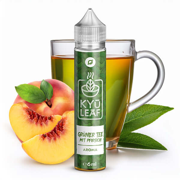 FLAVORVERSE KYÜ LEAF - Grüner Tee mit Pfirsich Aroma 6ml – Aroma Flasche Produktfoto