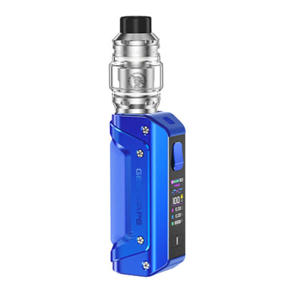 Geekvape Aegis Solo 3 Kit in blue, featuring a sturdy design and Z Subohm tank for enhanced vaping experience.