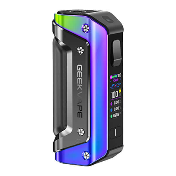 GeekVape Aegis Solo 3 Mod Akkuträger in rainbow design, kompakt und robust mit Soft-Touch Rückseite.
