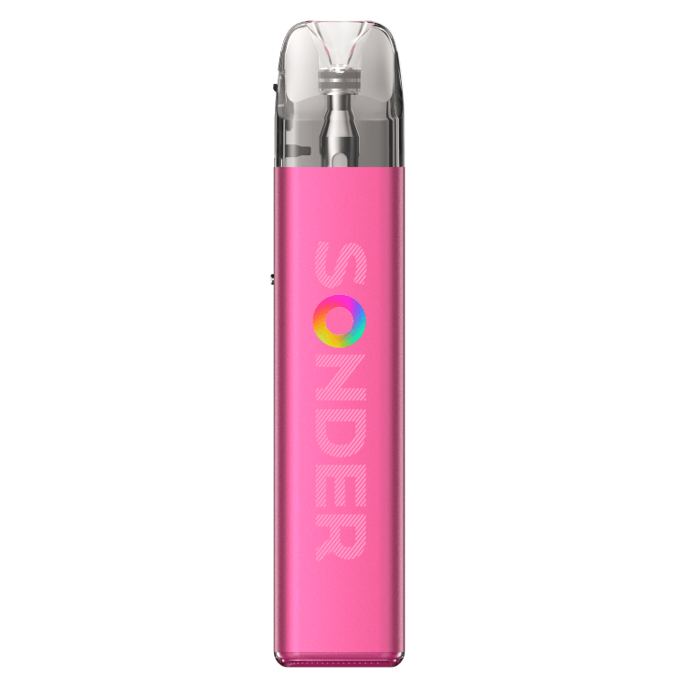 Geekvape Sonder Q2 E-Zigarette in pink, compact design for MTL vaping with 3 ml cartridge and 1,350 mAh battery.